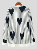 Wearint 2024 New Fashion  Man Sweater Mens Heart Striped Print Long Sleeve Sweater SKUJ91668