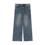 Wearint 2024 New Fashion Pants Men¡®s trendy Y2K men styleBlue Denim Jacket & Wide-leg Jeans Set