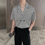 Wearint Summer Short-sleeved Shirts Men Fashion Retro Plaid Shirts Men Streetwear Korean Loose Casual Shirts Mens Dress Shirts M-2XL