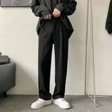 Wearint Brown/Black Suit Pants Men Fashion Society Mens Dress Pants Korean Loose Straight Casual Pants Mens Office Formal Trousers S-3XL