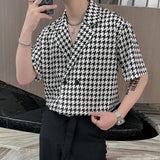 Wearint Summer Short-sleeved Shirts Men Fashion Retro Plaid Shirts Men Streetwear Korean Loose Casual Shirts Mens Dress Shirts M-2XL