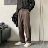 Wearint Brown/Black Suit Pants Men Fashion Society Mens Dress Pants Korean Loose Straight Casual Pants Mens Office Formal Trousers S-3XL
