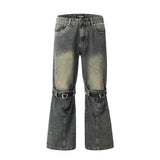 Wearint 2024 New Fashion Pants Men¡®s trendy Y2K men styleKnee Belt Flared Jeans
