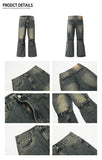 Wearint 2024 New Fashion Pants Men¡®s trendy Y2K men styleKnee Belt Flared Jeans