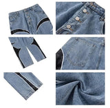 Wearint 2024 New Fashion Pants Men¡®s trendy Y2K men styleLeather Embroidered Patchwork Jeans