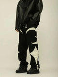 Wearint 2024 New Fashion Pants Men¡®s trendy Y2K men styleLeather Embroidered Patchwork Jeans