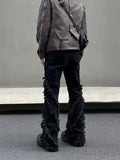Wearint 2024 New Fashion Pants Men¡®s trendy Y2K men styleRaw Edges with Tassels Straight-leg Jeans