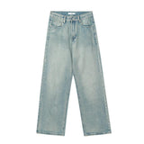 Wearint 2024 New Fashion Pants Men¡®s trendy Y2K men styleRetro Straight Wide-leg Light Blue Jeans