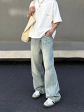 Wearint 2024 New Fashion Pants Men¡®s trendy Y2K men styleRetro Straight Wide-leg Light Blue Jeans