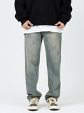 Wearint 2024 New Fashion Pants Men¡®s trendy Y2K men styleRetro Washed Blue Straight Jeans