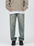 Wearint 2024 New Fashion Pants Men¡®s trendy Y2K men styleRetro Washed Blue Straight Jeans