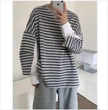 Wearint  Men's High-quality Cotton Striped Hoodies Printing Oversized Sweatshirts Round Neck Casual Pullover Loose Long Sleeves Coat