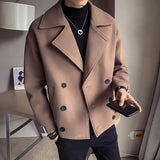 Wearint Men's Korean Style Short Coat High-quality Casual Warm Woolen Coats Fashion Pure Color Comfortable Wool Autumn and Winter
