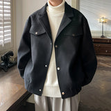 Wearint Winter Thicken Woolen Coat Men Warm Fashion Casual Thick Woolen Jacket Men Korean Loose Short Woolen Coat Mens Overcoat M-3XL