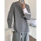 Wearint  Men's High-quality Cotton Striped Hoodies Printing Oversized Sweatshirts Round Neck Casual Pullover Loose Long Sleeves Coat