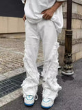 Wearint American Style Erosion Damage Raw Edge Street Jeans Men's Harajuku Style Hip-hop Dance Straight White Jeans Women's Y2k Clothing