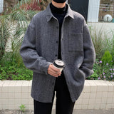 Wearint Autumn Woolen Coat Men Fashion Oversized Vintage Woolen Jacket Men Streetwear Korean Loose Short Woolen Coat Men Plus Size M-5XL