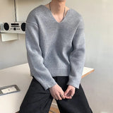 Wearint Men's Light Luxury Knitted Pullover Sweater Men Casual V Neck Solid Color Long Sleeve Knitwear Streetwear Korean Autumn Clothing