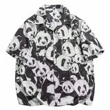 Wearint Summer Panda Printed Shirts For Men Casual Loose Short Sleeved camisas Couples Streetwear Fashion tee shirt Luxury Social shirt