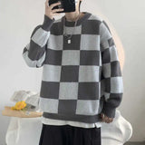 Wearint Checkerboard sweater men's trendy loose lazy style autumn and winter thickened inner sweater for couples trendy brand sweater