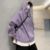 Wearint  2024 Hip Hop Hooded Jackets Zipper Men Coat Harajuku Fashion Streetwear Casual Outwear Hoodies Jackets Overcoat ABZ534
