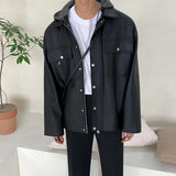 Wearint Wiaofellas New Spring Detachable Hooded Collar Men's Korean Trend PU Leather Jacket Fashion Zipper Causal Loose Coat 2Y5722