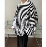 Wearint  Men's High-quality Cotton Striped Hoodies Printing Oversized Sweatshirts Round Neck Casual Pullover Loose Long Sleeves Coat