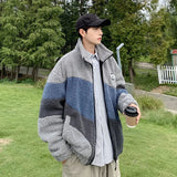 Wearint Korean Fashion Lamb Wool Coat Men Winter Stand Collar Fleece Jacket Warm Faux Fur Coat Tops Jackets for Men