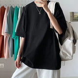 Wearint New Summer Men's T Shirt Loose Solid O-Neck High Street Tops White Classical Fashion Casual High Quality Short Sleeve 6 Colors