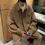 Wearint Autumn Woolen Coat Men Fashion Oversized Vintage Woolen Jacket Men Streetwear Korean Loose Short Woolen Coat Men Plus Size M-5XL