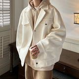 Wearint Winter Thicken Woolen Coat Men Warm Fashion Casual Thick Woolen Jacket Men Korean Loose Short Woolen Coat Mens Overcoat M-3XL