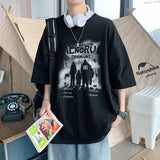Wearint New Anime Graphic Print Short Sleeve T Shirt For Men Hip Hop Streetwear Clothes Summer Letter Y2K Oversized Cotton Tee Shirt