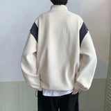Wearint Autumn Winter Mens Sweatshirt Half Zipper Contrasting Colors Casual Sports Jacket Loose Korean Thick Warm Sweatshirts