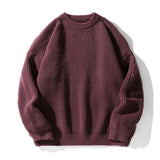 Wearint Heavy Thick Needle Pit Texture Sweater Men's Autumn And Winter Basic Solid Color Loose Round Neck Sweater Top