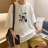 Wearint Cat Simple Cute Cartoon Graphic Men Tshirt Short Sleeve T-shirt Kawaii Fashion Male Oversize T Shirt Men's Clothing