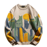 Wearint Autumn Knitted Sweater Men Winter Harajuku Cartoon Full Cat Print Pullover Spring Vintage Male Causal Loose Sweaters Streetwear