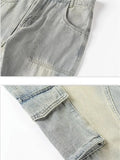 Wearint Mud Yellow Jeans for Men Y2K Solid Color Overalls with Buttons Multi-pocket Zipper To Make Old Pants Loose