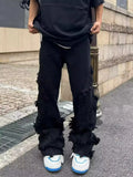 Wearint American Style Erosion Damage Raw Edge Street Jeans Men's Harajuku Style Hip-hop Dance Straight White Jeans Women's Y2k Clothing