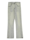 Wearint High Street Mud Yellow Jeans Men's Y2K Button Pocket Washed To Make Old Straight Pants Fashion Trousers