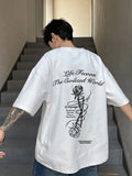 Wearint Gothic Letter Rose Printed T-Shirt Men Hip Hop Fashion Oversized Tshirts 2024 Summer Breathable Cotton Y2K Streetwear Tee Tops