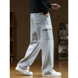 Wearint 2024 Autumn New Sweatpants Men Multi-Pockets Drawstring Cotton Casual Track Pant Male Loose Straight Trousers Large Size 8XL