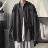 Wearint Korean Fashion Black Long Sleeve Shirts 2024 Spring Mens Harajuku Black Oversized Shirt Button Up Shirts Blouses Unisex Y2K