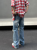 Wearint 2024 New Fashion Pants Men¡®s trendy Y2K men styleSide Zipper Ripped Jeans