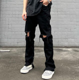 Wearint 2024 New Fashion Pants Men¡®s trendy Y2K men styleSlim Fit Side Zipper Ripped Jeans
