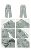 Wearint 2024 New Fashion Pants Men¡®s trendy Y2K men styleWashed Baggy Wide-leg Jeans With ribbons