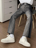 Wearint 2024 New Fashion Pants Men¡®s trendy Y2K men styleWashed Smoked Gray Flared Jeans