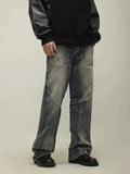 Wearint 2024 New Fashion Pants Men¡®s trendy Y2K men styleWashed Splicing Three-dimensional Cut Jeans