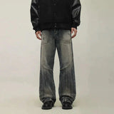 Wearint 2024 New Fashion Pants Men¡®s trendy Y2K men styleWashed Splicing Three-dimensional Cut Jeans
