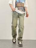 Wearint 2024 New Fashion Pants Men¡®s trendy Y2K men styleYellow Mud Dyed Jeans