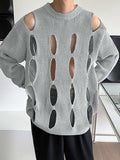Wearint 2024 New Fashion  Man Sweater Mens Solid Cutout Long Sleeve Sweater SKUJ89324